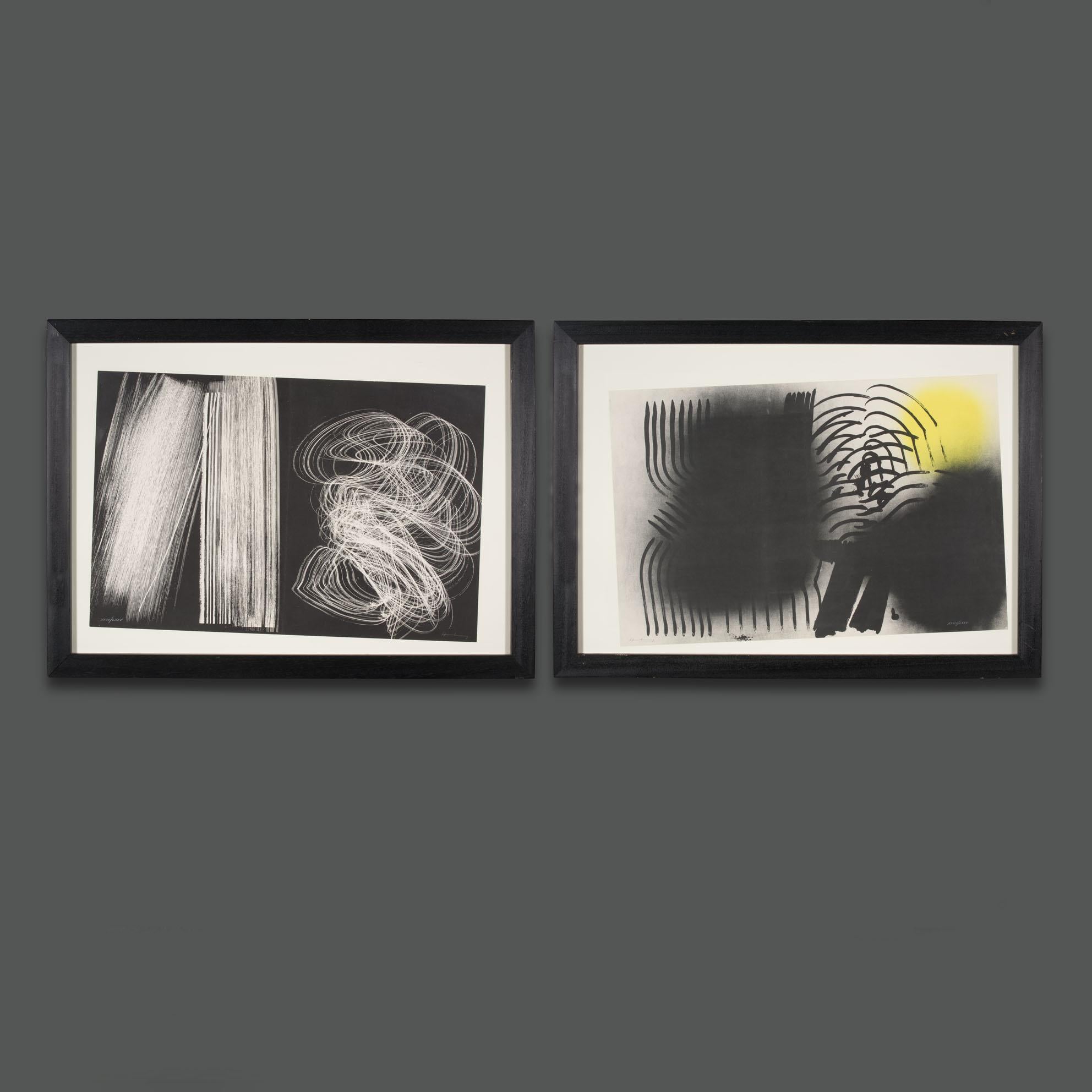 Hans Hartung 1970s Signed and Numbered Black and White Lithograph In Good Condition For Sale In Roma, IT