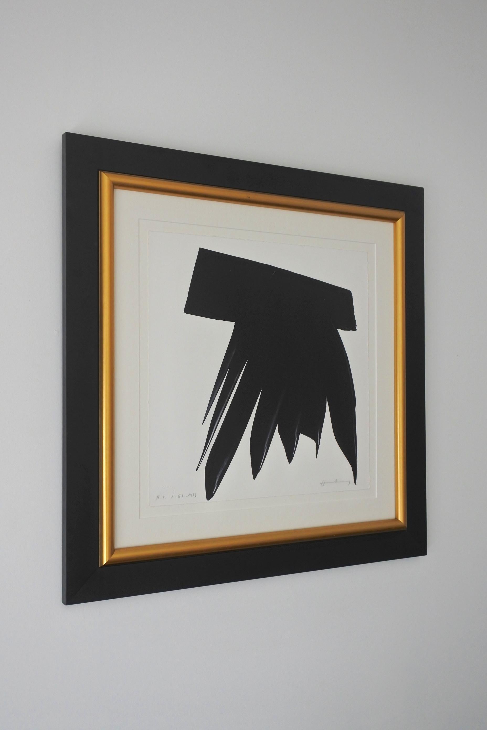 Hans Hartung Framed Abstract Lithograph L-53, Pencil Signed and Dated 1973 In Good Condition In La Teste De Buch, FR