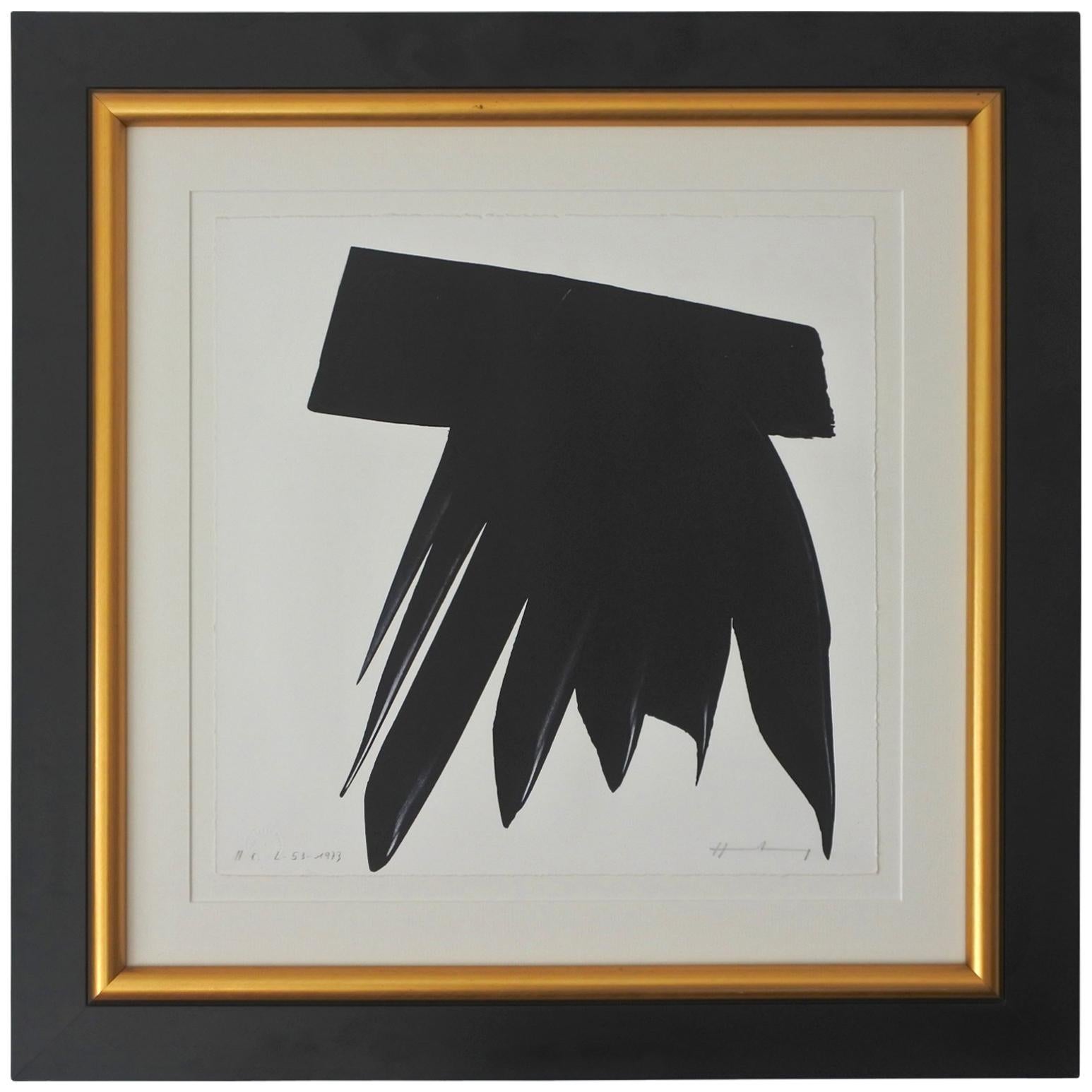 Hans Hartung Framed Abstract Lithograph L-53, Pencil Signed and Dated 1973