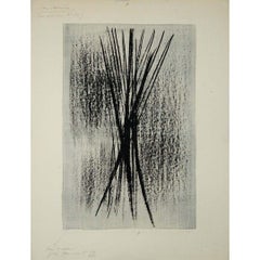 1958 lithographie originale de Hans Hartung Gris-bleu L51 du catalogue raisonné