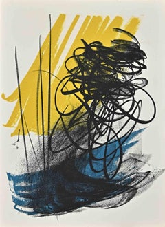 Abstract Composition - Signs on Yellow - Lithograph  - 1972