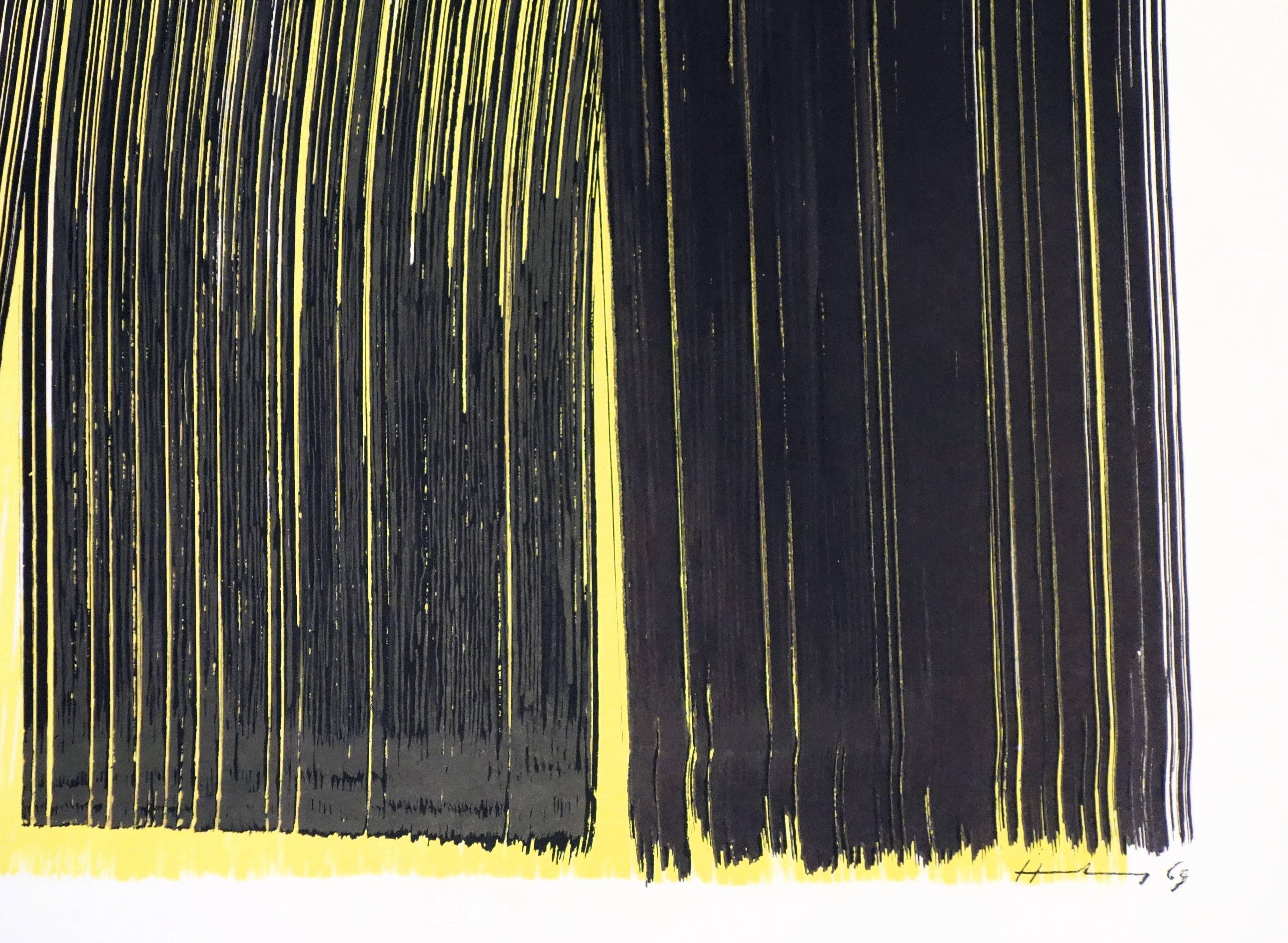 Black and Yellow Composition - Lithograph (Olympic Games Munich 1972) - Print by Hans Hartung