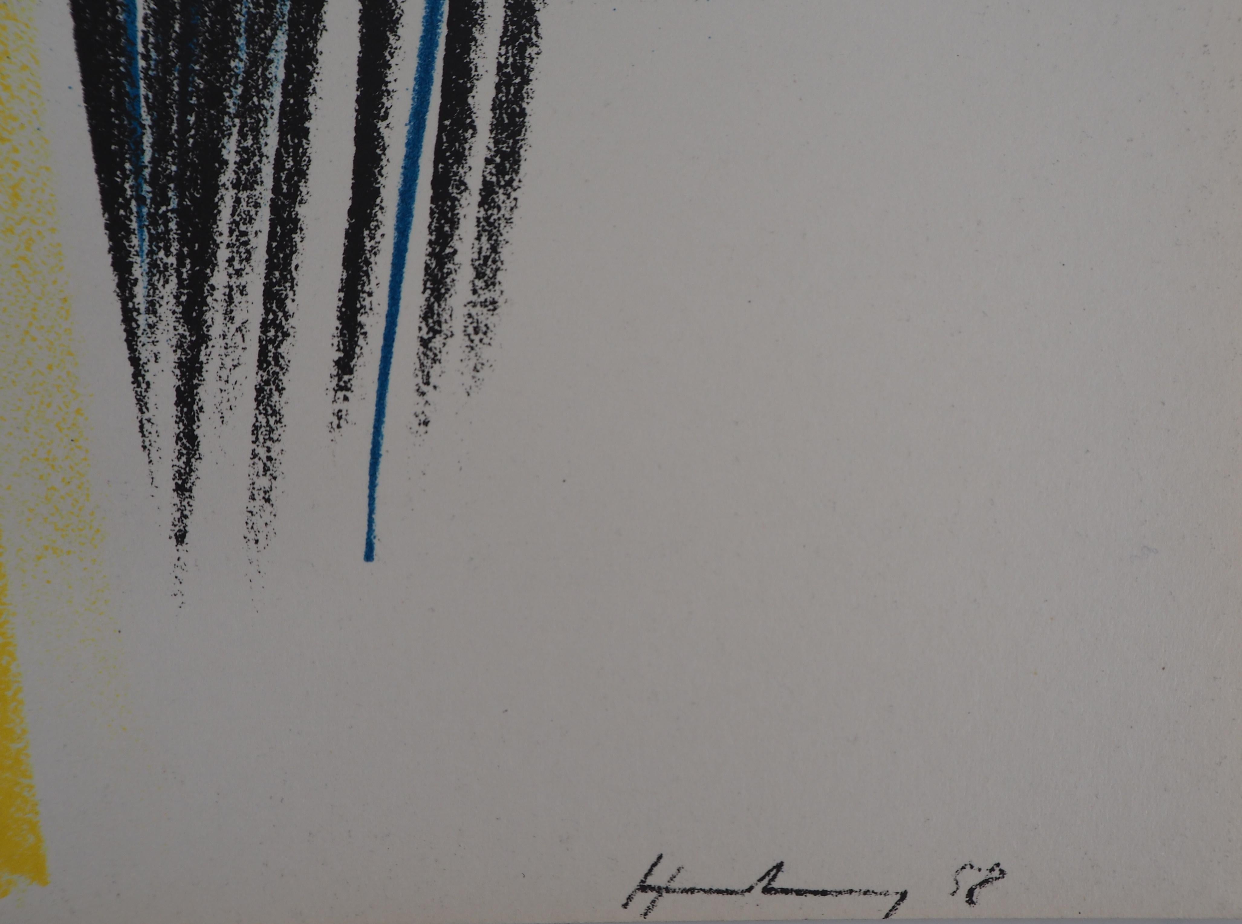 Composition with Lines - Original lithograph, Mourlot 1959 - Print by Hans Hartung