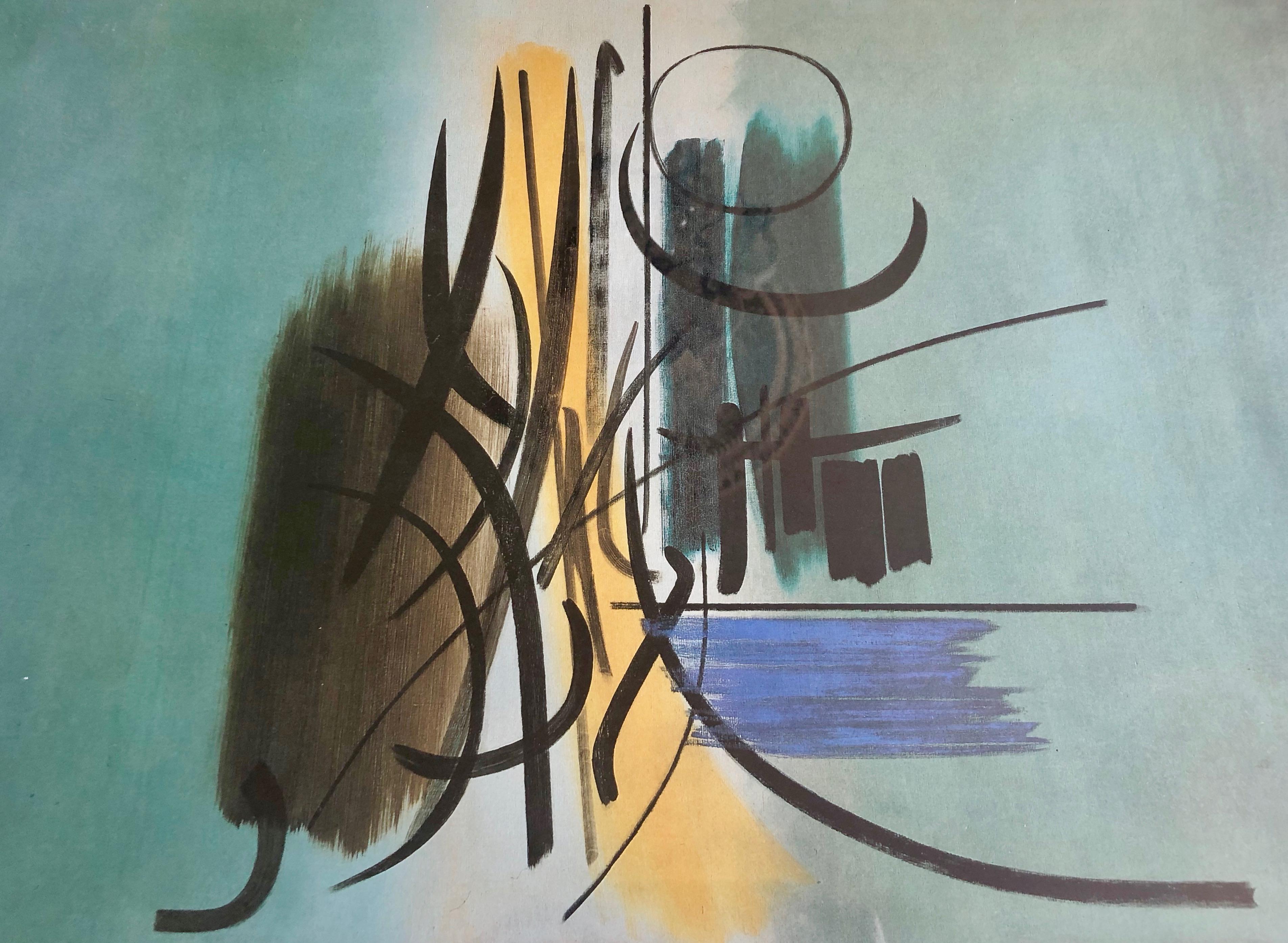 Framed Hans Hartung Multiple Color Process Abstract Print, Maeght Gallery, Paris For Sale 1