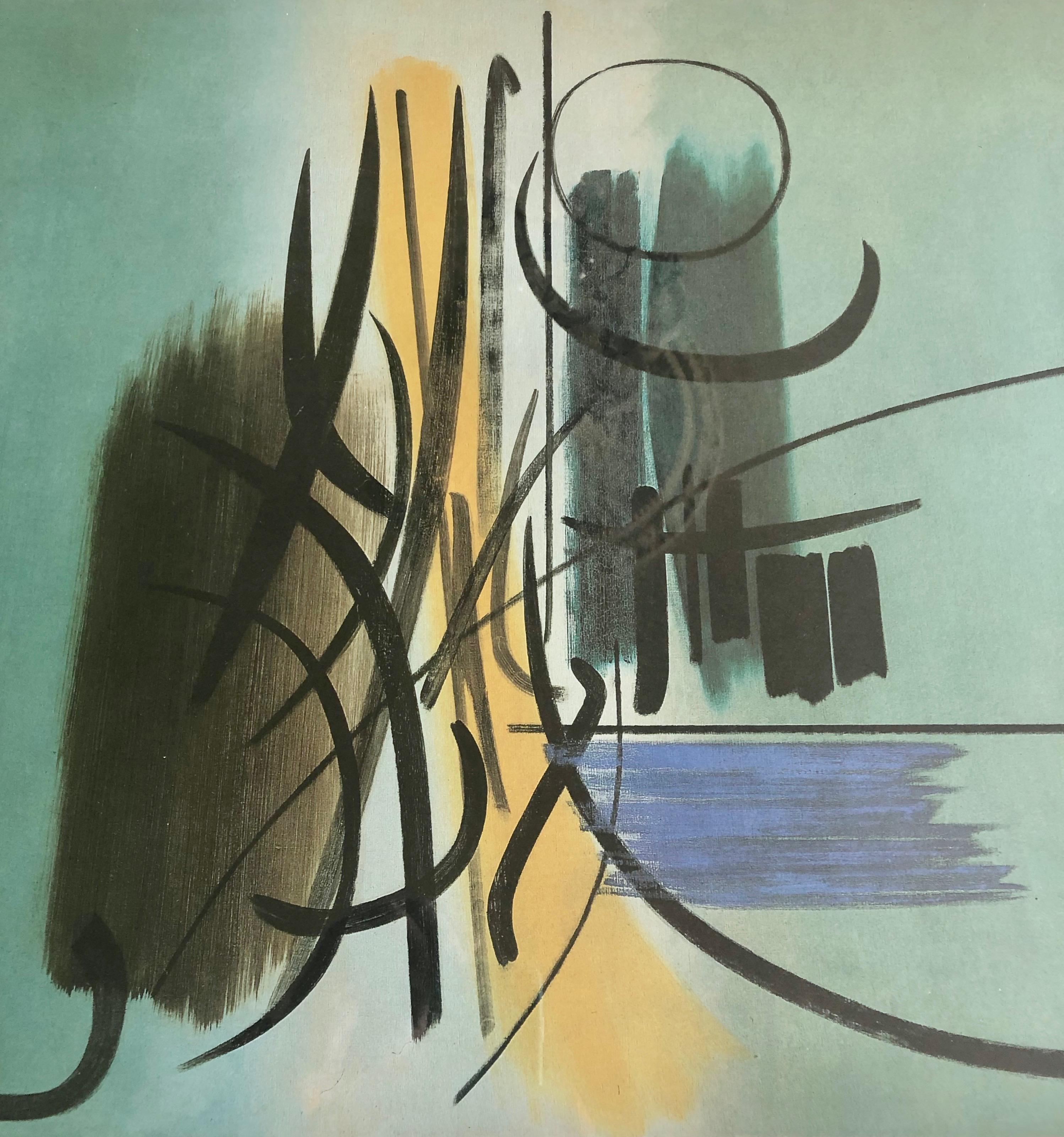 Framed Hans Hartung Multiple Color Process Abstract Print, Maeght Gallery, Paris For Sale 2