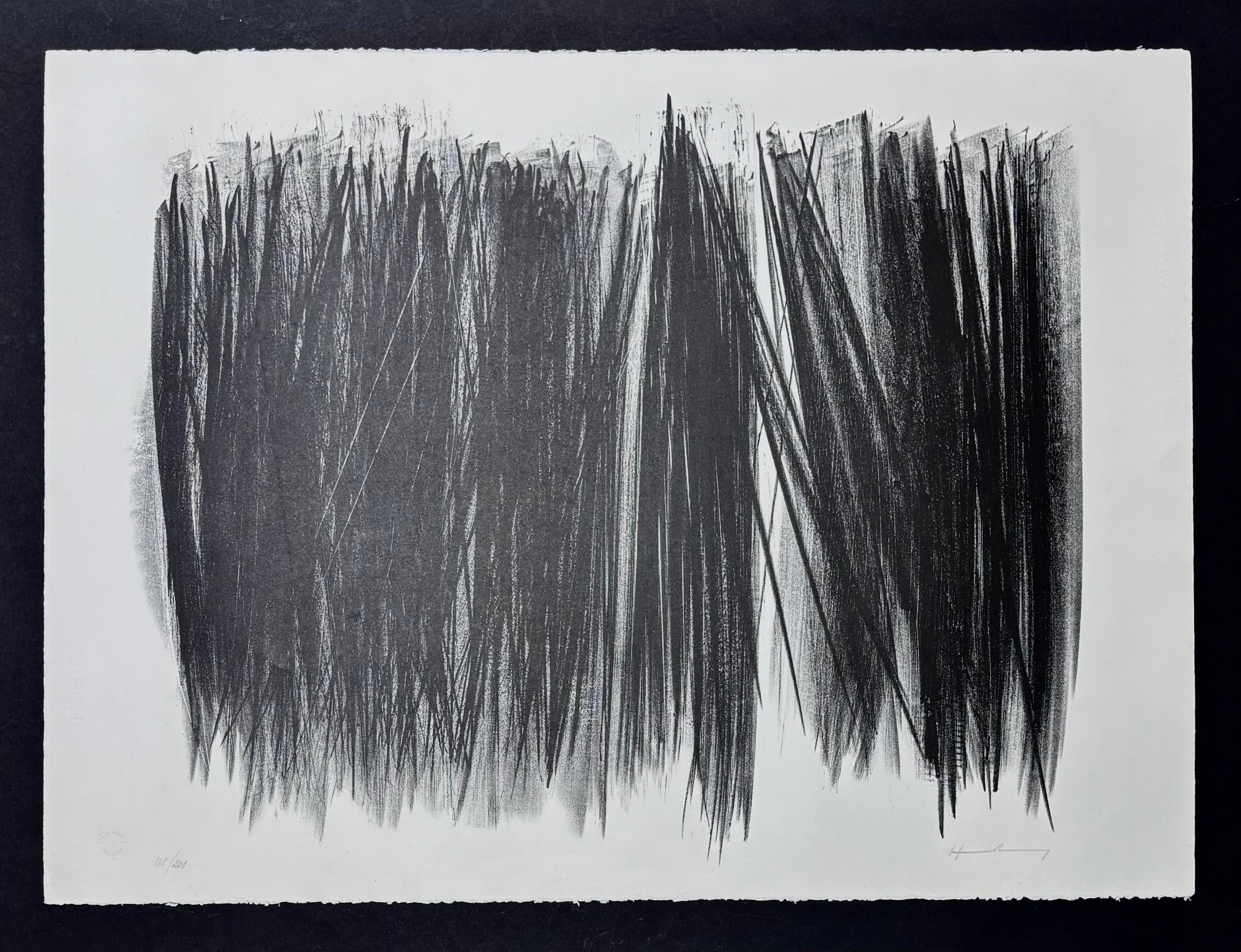 Hans Hartung (1904 - 1989) - L 105 - Litografia su carta Arches - 1963 in vendita 1