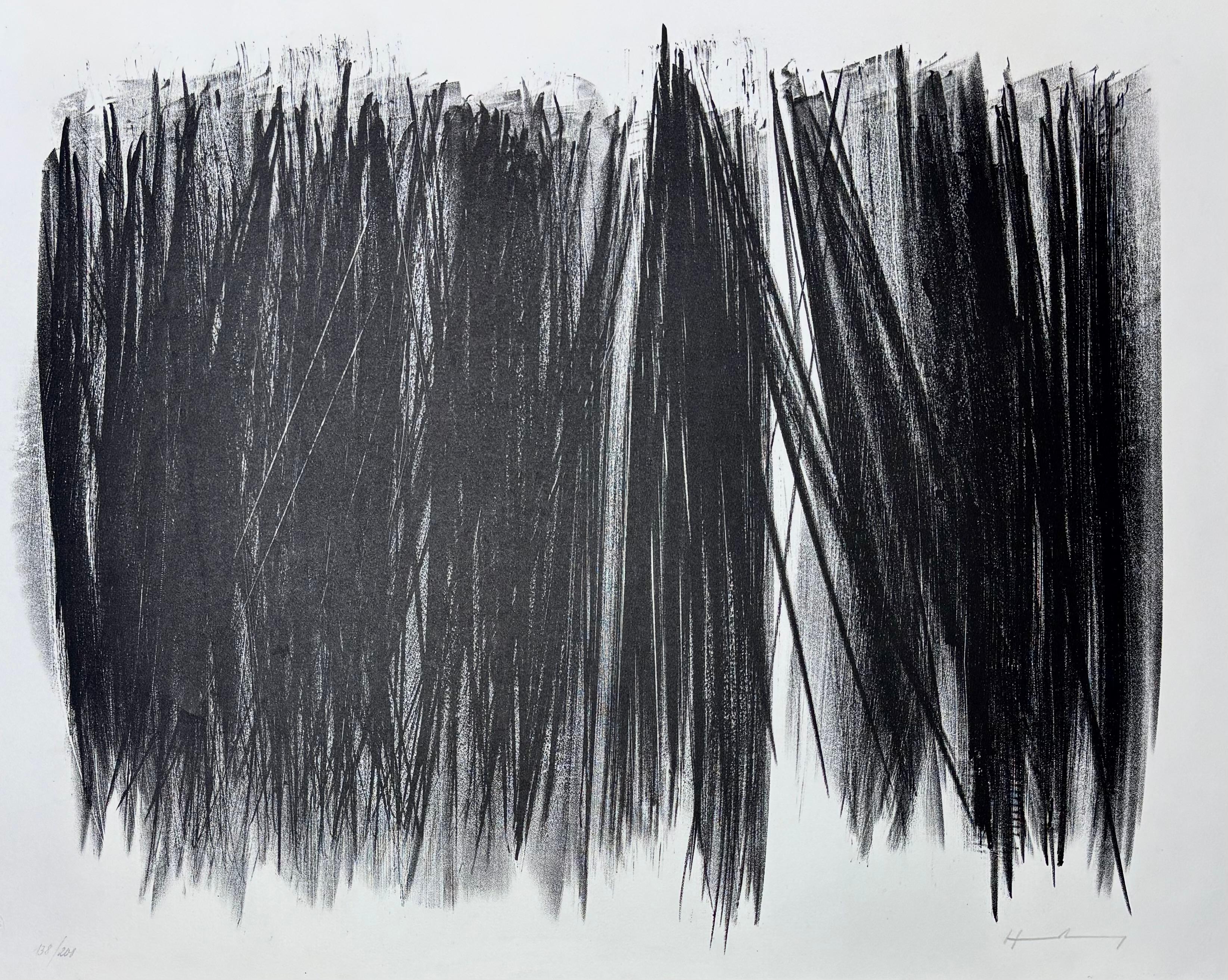 Litografia su carta Arches, edita nel 1963
Edizione limitata di 201 copie, numerate 138/201 in basso a sinistra.
Firmato a mano da Hans Hartung a matita nel margine inferiore destro.
formato carta: 56,5 x 76 cm
Pubblicato da Kunstverein,