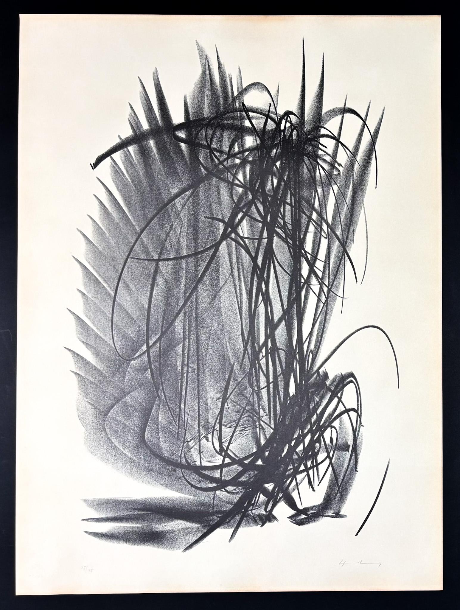 Hans Hartung (1904-1989) - L 121 - Lithographie auf BFK Rives Vellum Papier - 1964 im Angebot 1