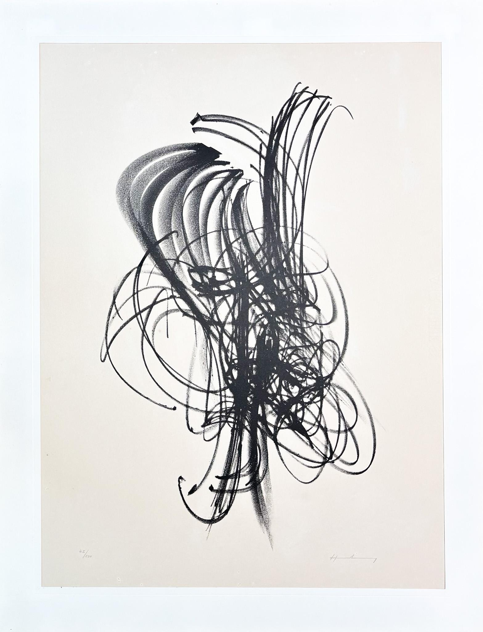 Hans Hartung (1904-1989) - L 38 - Lithographie auf BFK Rives Vellum Papier - 1958 im Angebot 1
