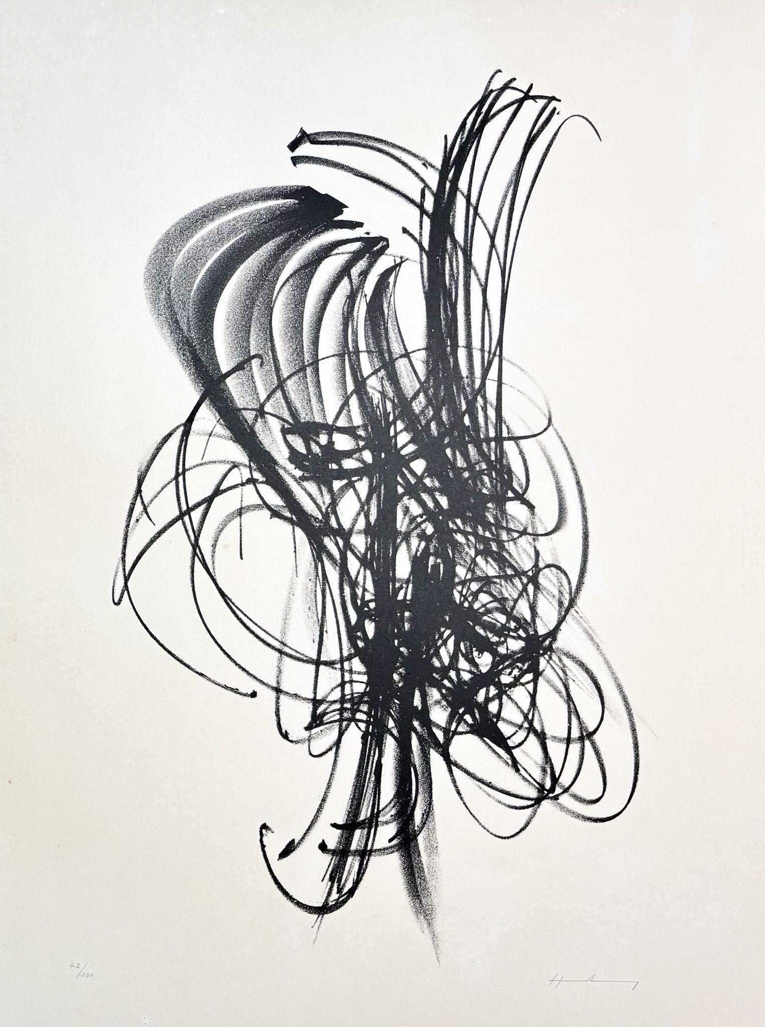 Hans Hartung (1904-1989) - L 38 - Lithographie sur papier vélin BFK Rives - 1958