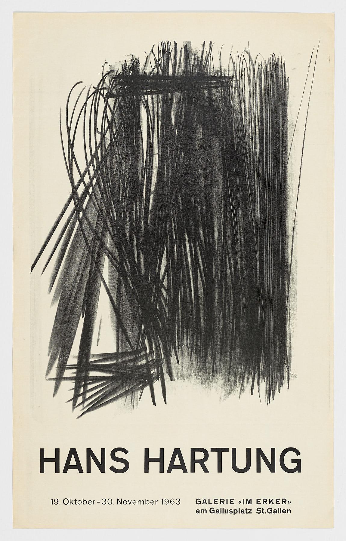 Hans Hartung 1963 Litografia poster originale non usato Erker Galerie tedesco