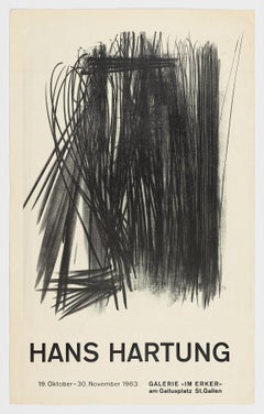 Hans Hartung 1963 Original Sin Usar Vintage Cartel Litografía Erker Galerie Alemán