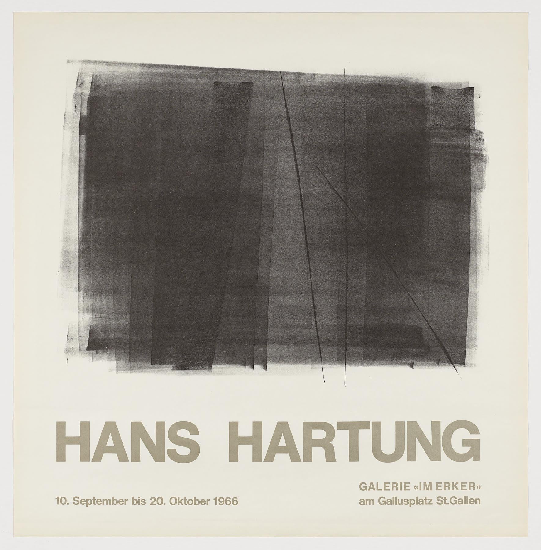 Hans Hartung (Alemania, 1904-1989)
Galería Im Erker, 1966
litografía sobre papel
26.2 x 25.6 in. (66.5 x 65 cm.)
Excelente estado, sin enmarcar
Ref: HAR100-201

Hans Hartung nació en Leipzig en el seno de una familia de físicos. Su abuelo también