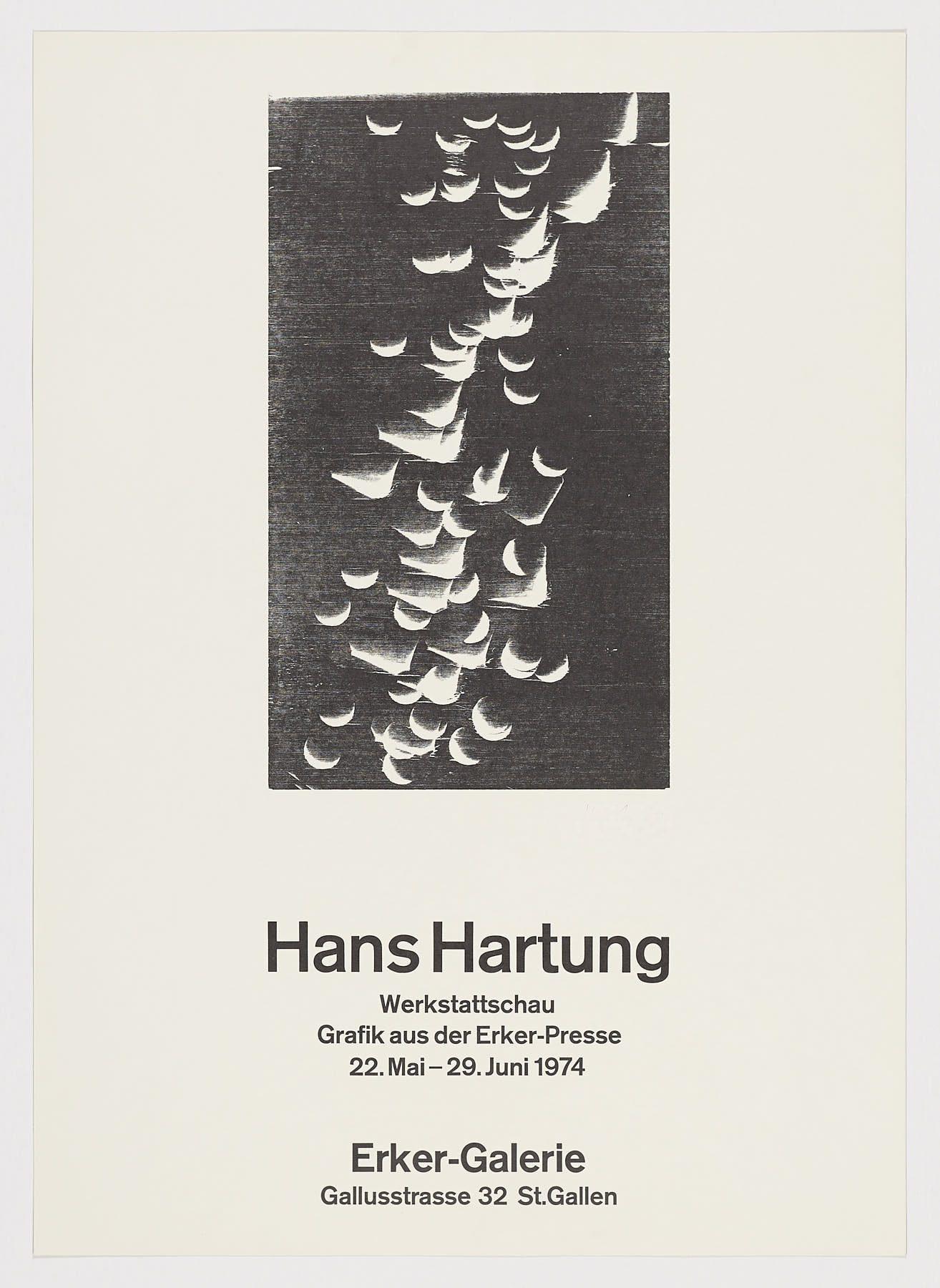 Hans Hartung 1974 Original Sin Usar Póster Vintage Xilografía Erker Galerie Alemán