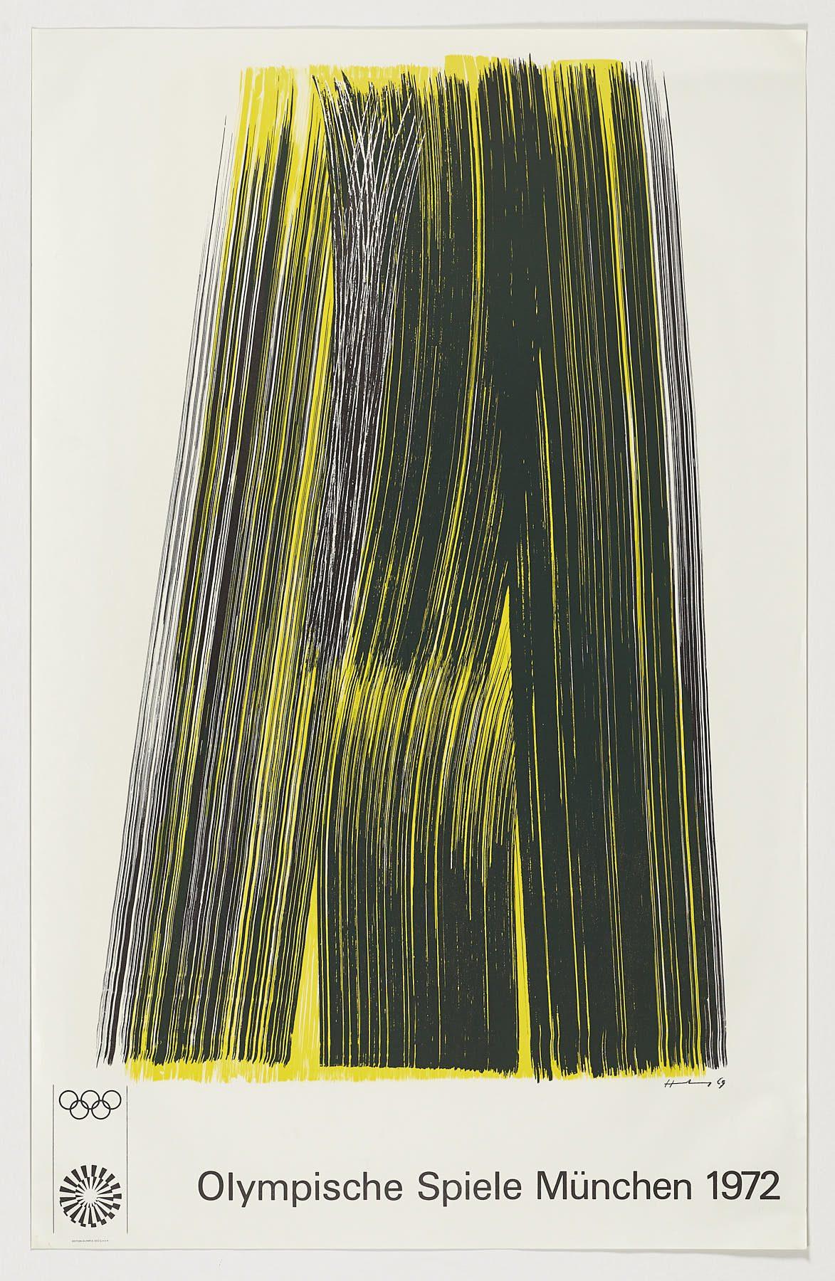 Hans Hartung Olympische Spiele Munchen 1972 Poster originale non utilizzato German artist