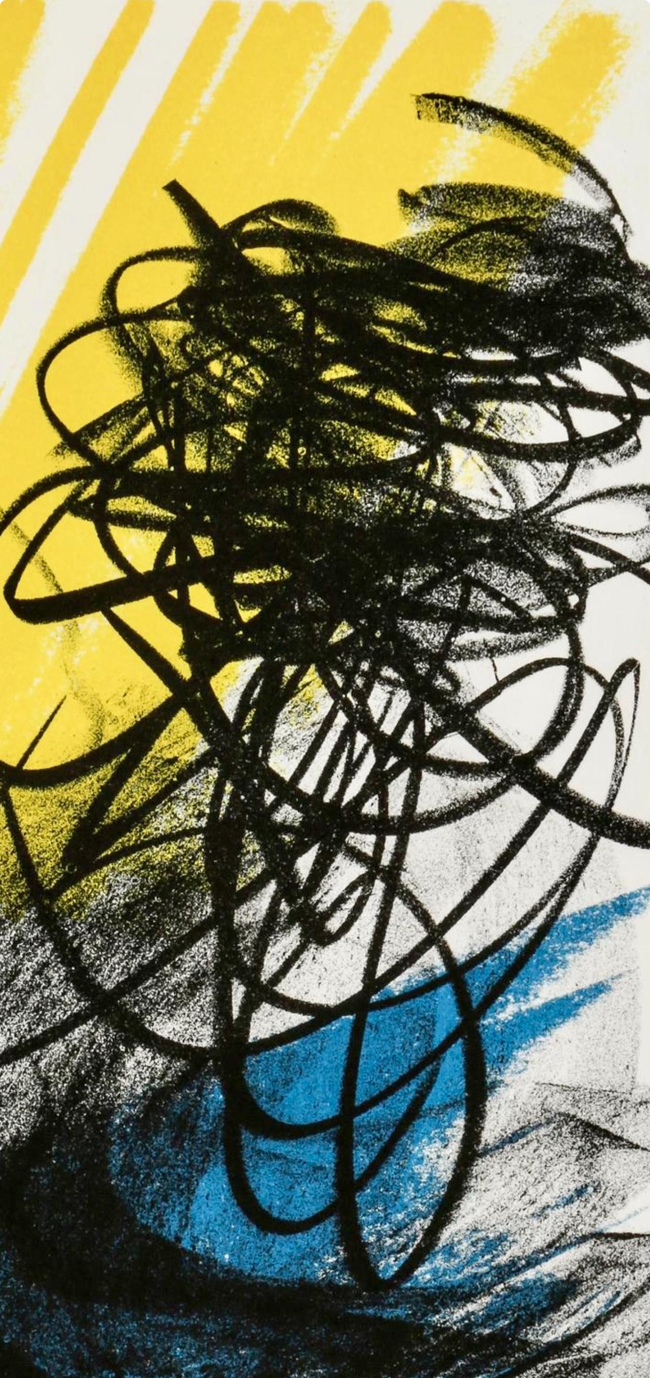 Hartung, Composition, San Lazzaro et ses Amis, XXe Siècle (after) - Beige Abstract Print by Hans Hartung