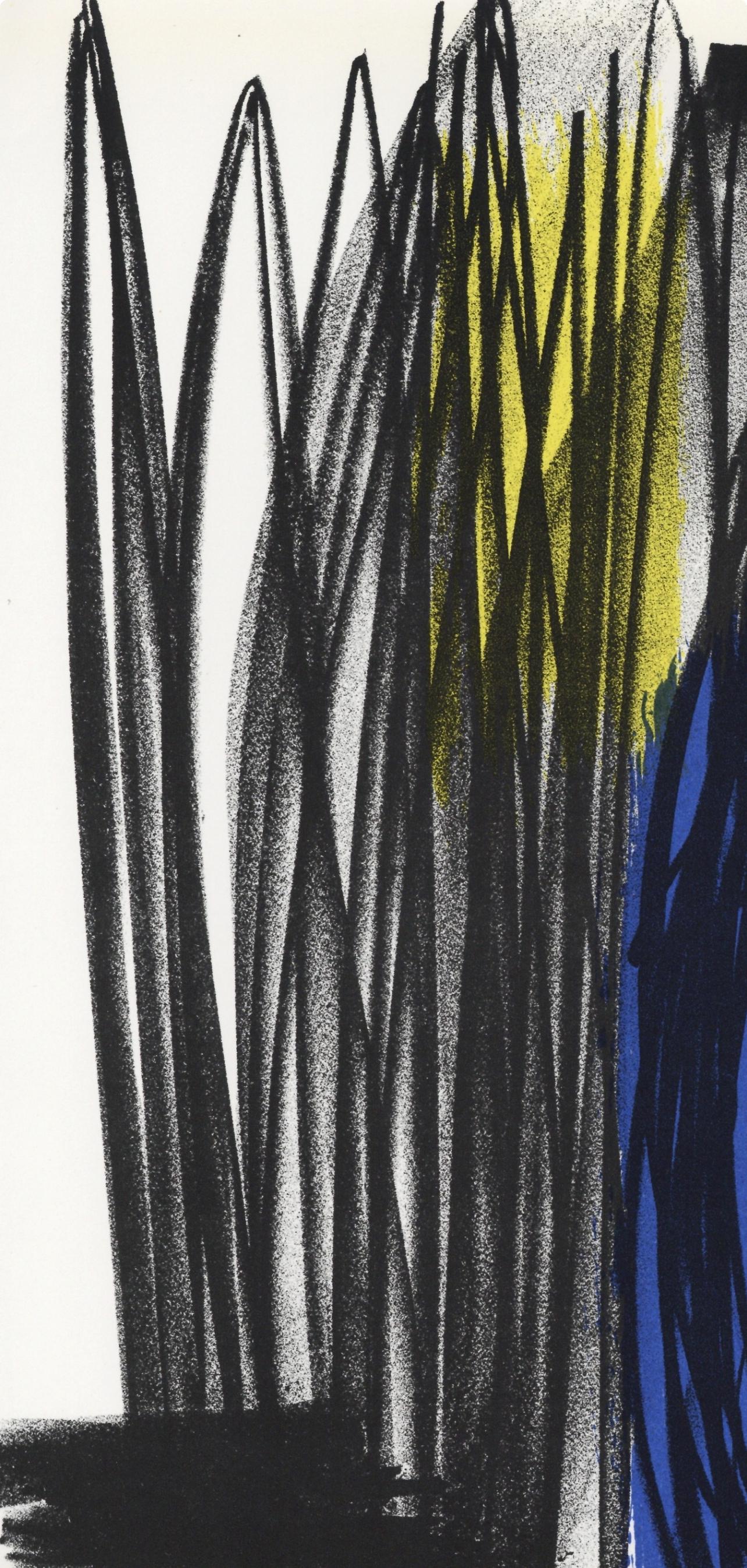Hartung, Composition, XXe Siècle (after) - Black Abstract Print by Hans Hartung