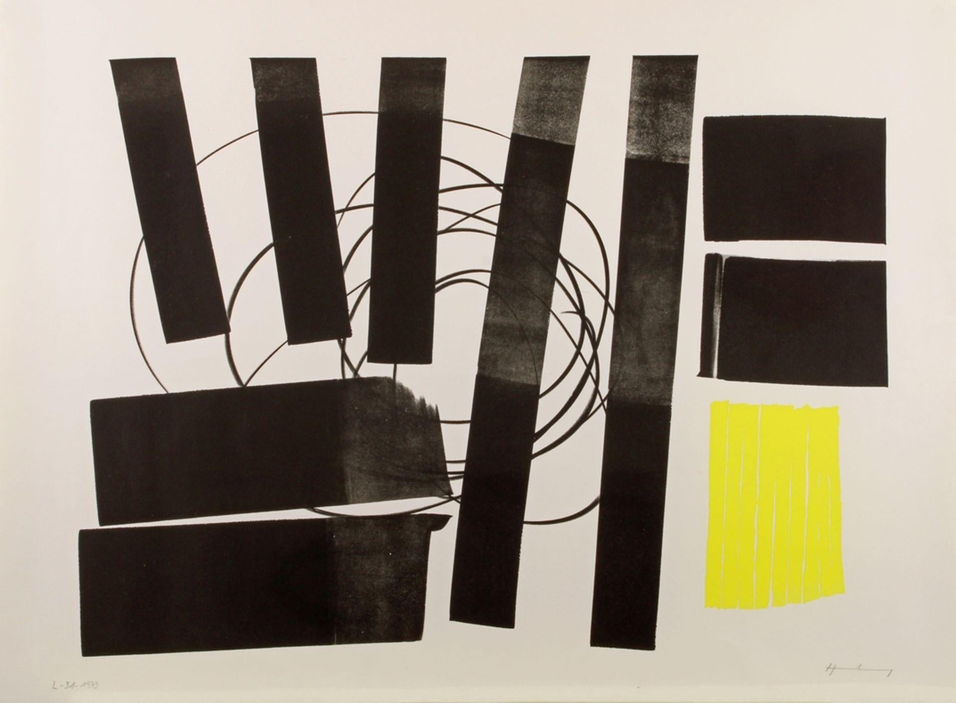 Hans Hartung Abstract Print - L 1973-31 Homage to Picasso 