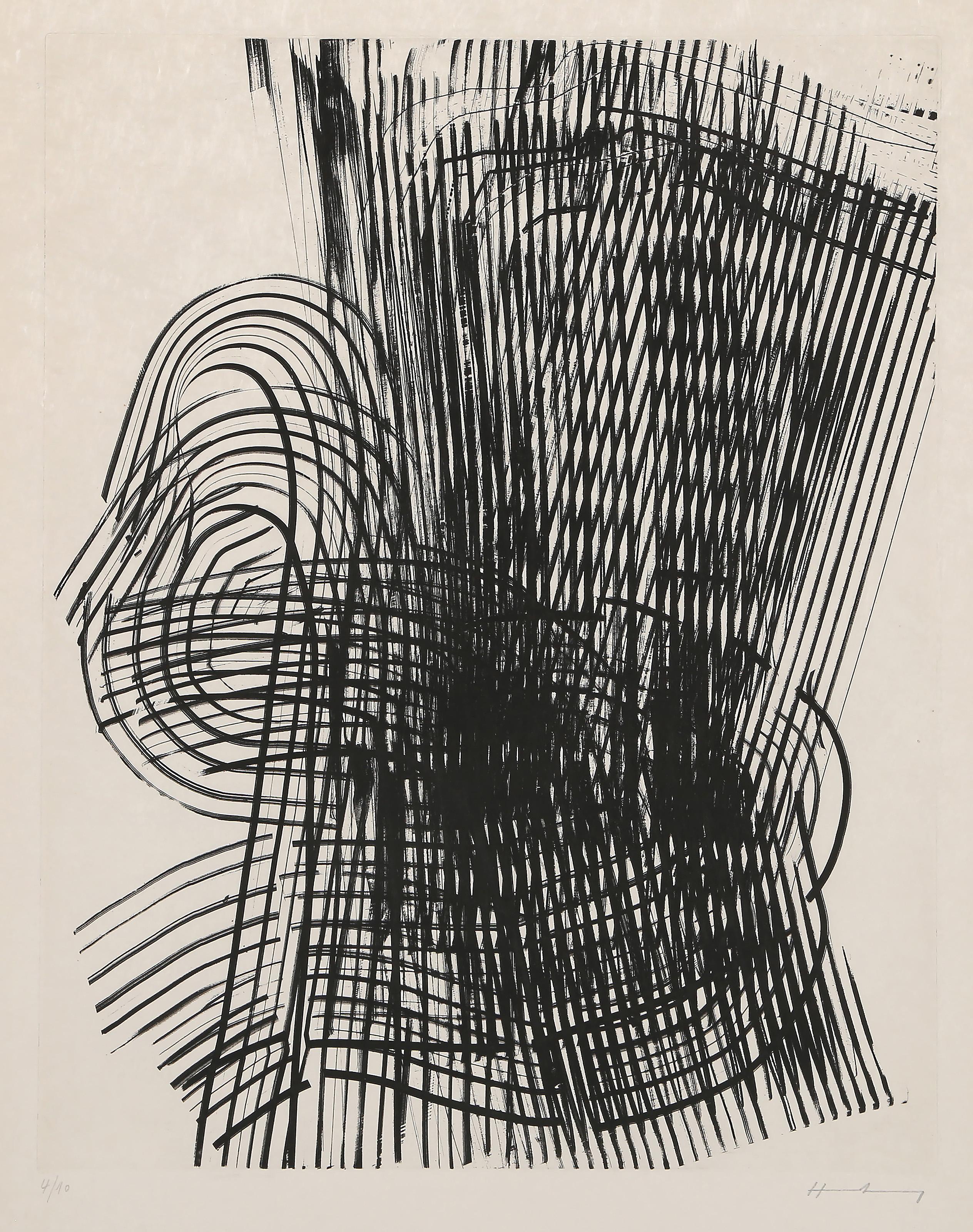 Hans Hartung, German (1904 - 1989) - Miro soir et matin, Portfolio:  L'Emerveille Marveilleux, Hommage a Joan Miro, Year:  1973, Medium:  Etching on Japon, signed and numbered in pencil, Edition:  4/10, Image Size:  20.5 x 16 inches, Size:  25 x