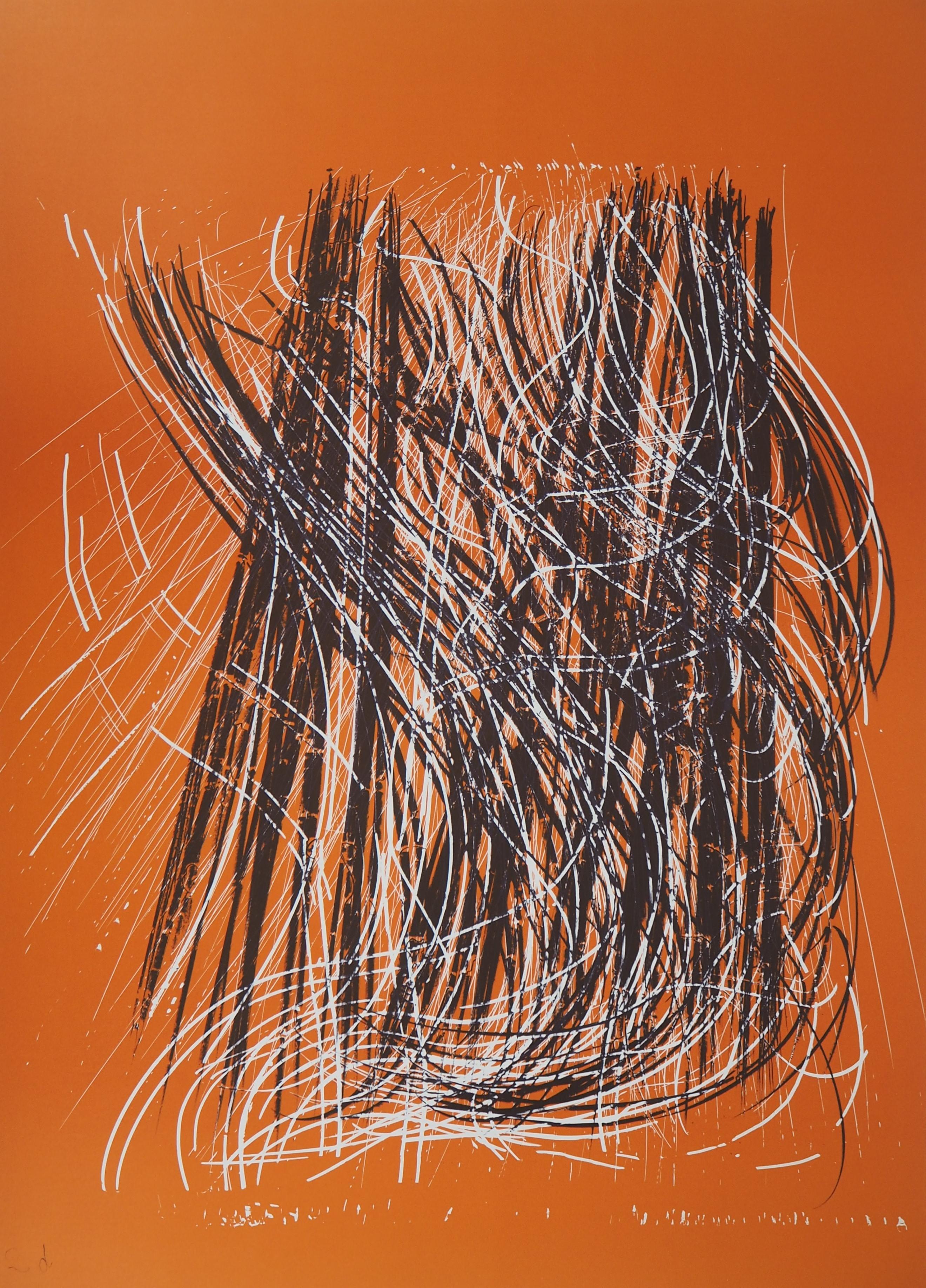 MS Orange Abstract Composition - Original Lithograph, 1971 (RMM #338)