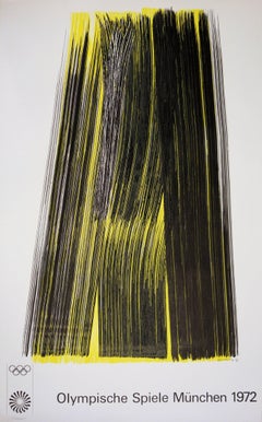 Les Jeux olympiques : Composition noire et jaune - Lithographie originale