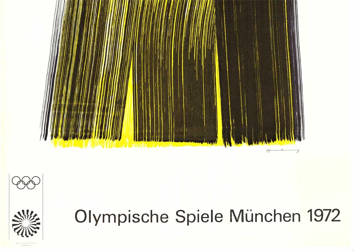 Poster vintage originale delle Olimpiadi di Monaco del 1972 - serie artistica - Print Astratto di Hans Hartung