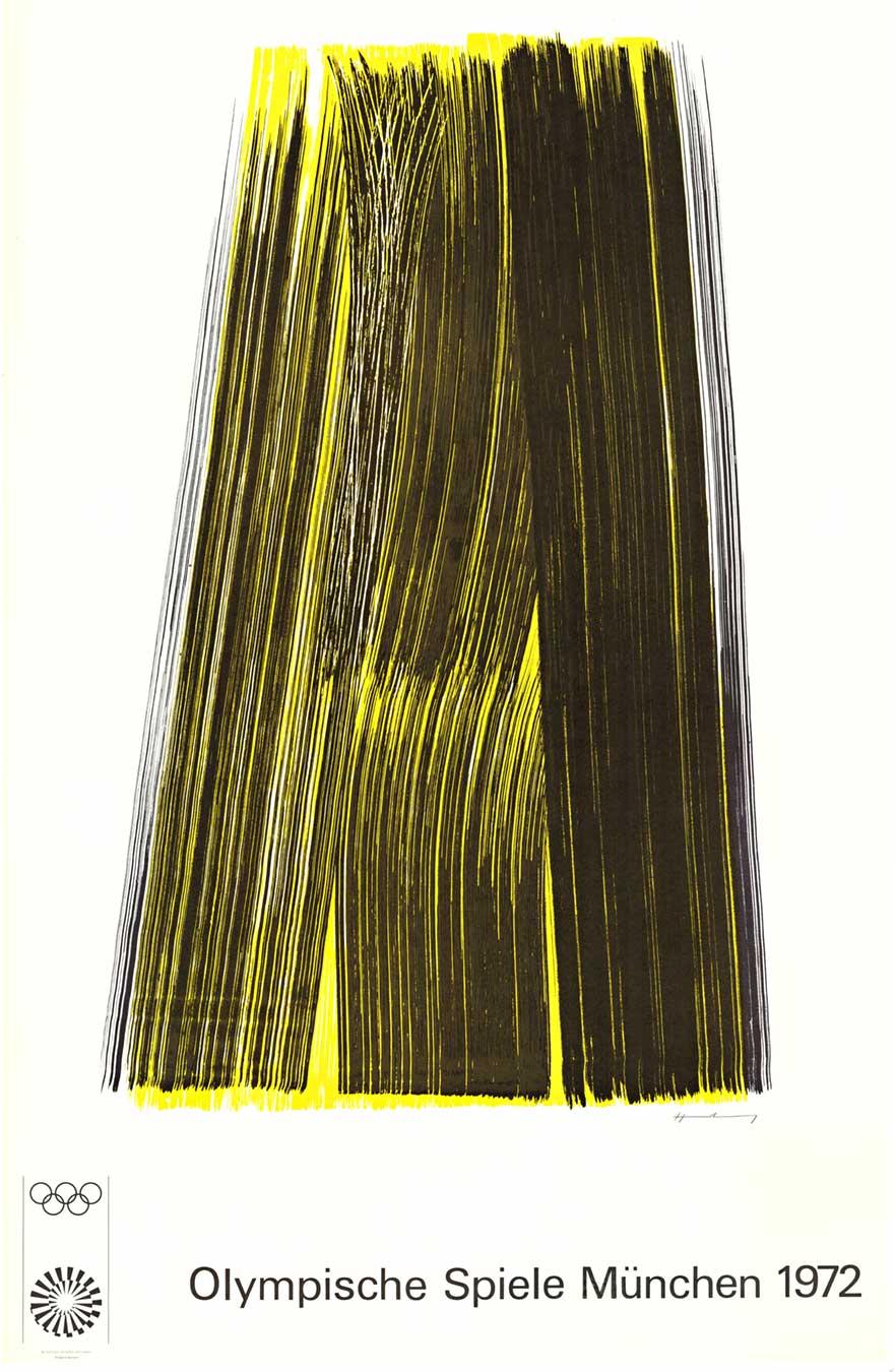 Poster vintage originale delle Olimpiadi di Monaco del 1972 - serie artistica - Abstract Print Nero di Hans Hartung