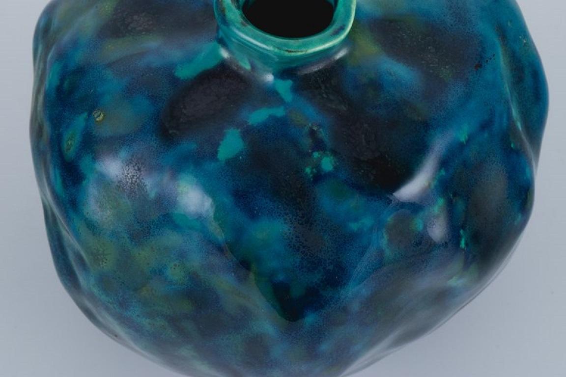 Glazed Hans Hedberg '1917-2007' for Biot, France, Unique Ceramic Vase, Approx. 1980 For Sale