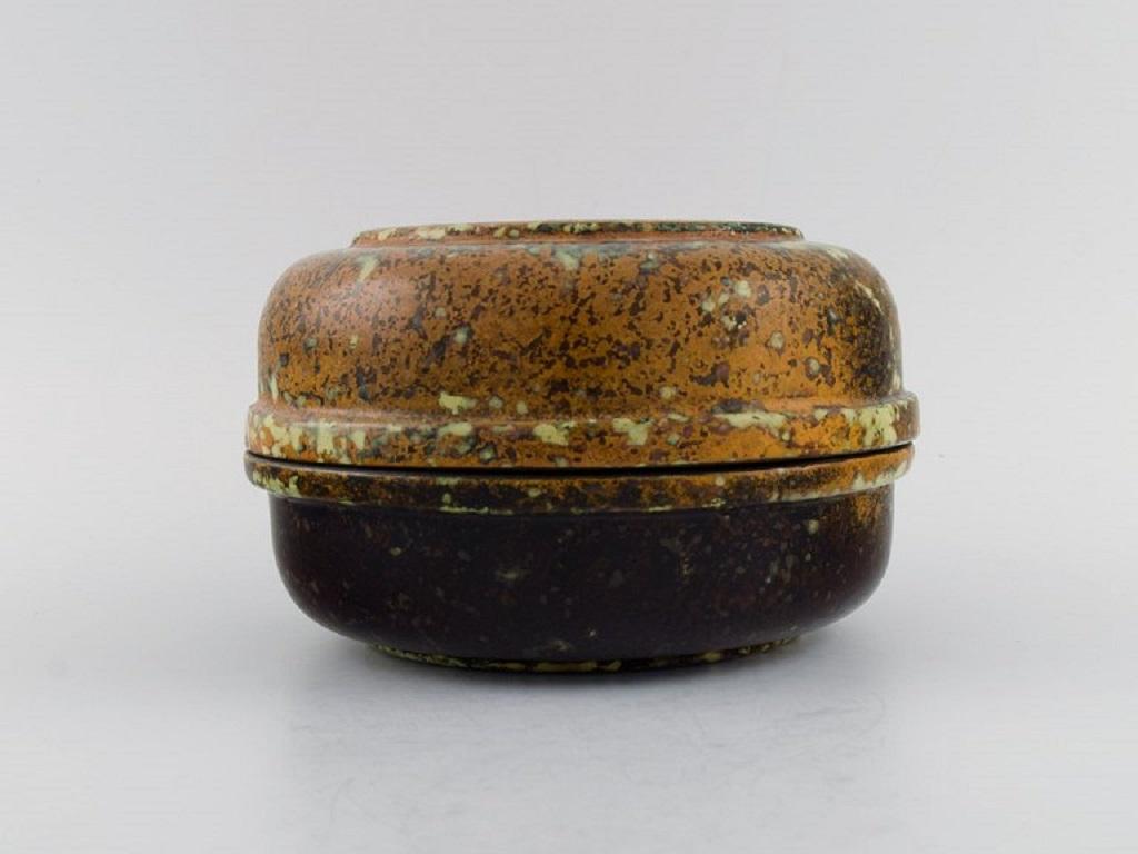 Modern Hans Hedberg, Sweden, Unique Lidded Jar in Glazed Ceramics For Sale