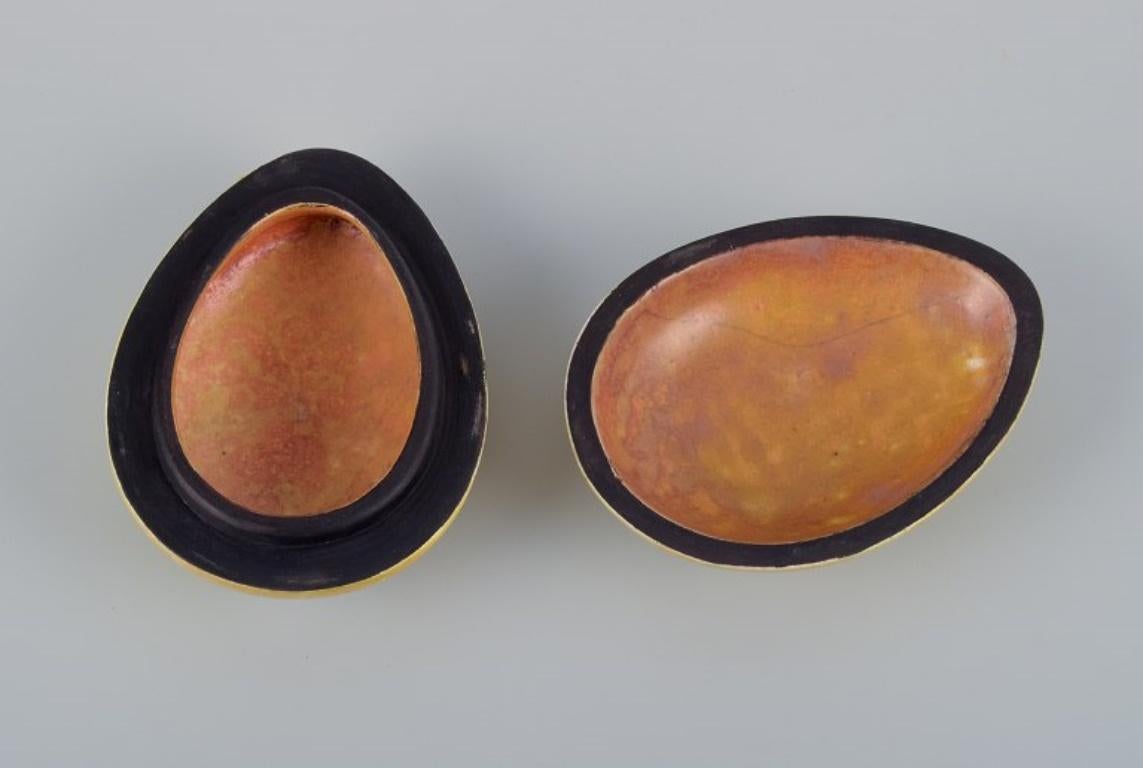 French Hans Hedberg for Biot, France. Egg-shaped lidded jar. Unique ceramic piece. For Sale