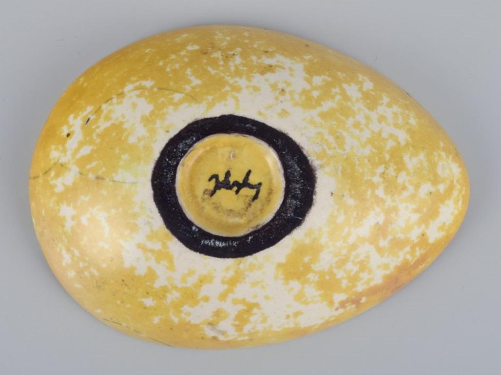 Hans Hedberg pour Biot, France. Jarre à couvercle en forme d'œuf. Pièce de céramique unique. en vente 1