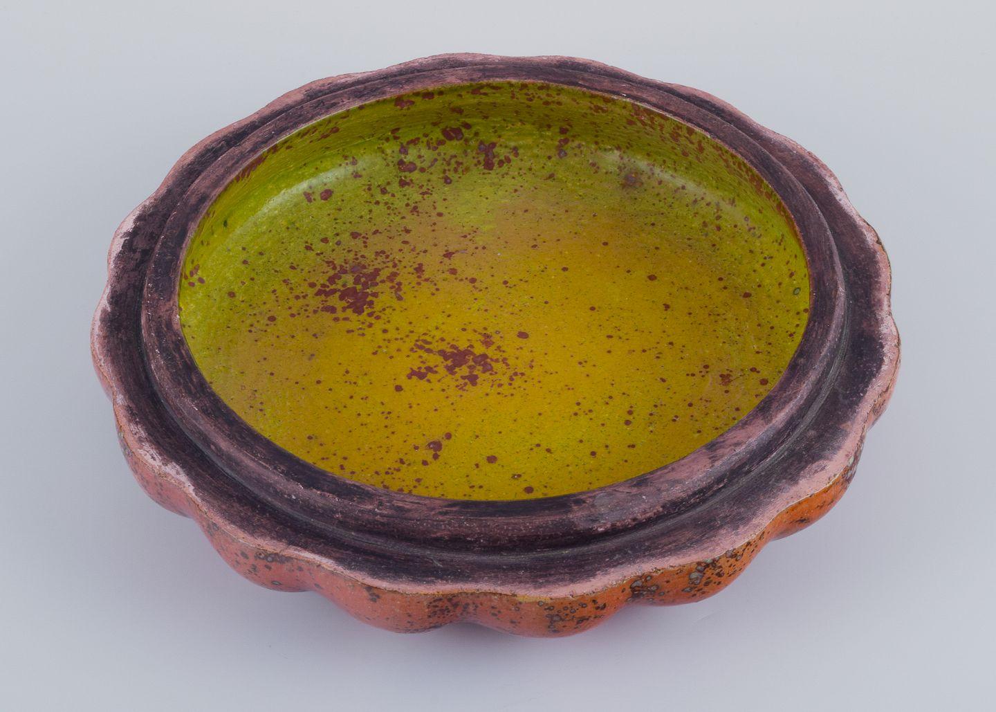 French Hans Hedberg for Biot, France. Large unique jar in the form of pumpkin. For Sale