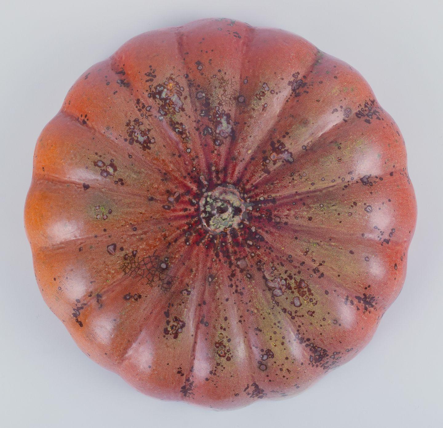 Ceramic Hans Hedberg for Biot, France. Large unique jar in the form of pumpkin. For Sale