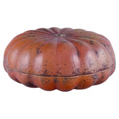 Vintage Hans Hedberg for Biot, France. Large unique jar in the form of pumpkin.