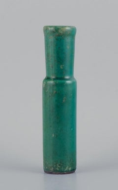 Hans Hedberg for Biot, France. Unique ceramic vase in green tones