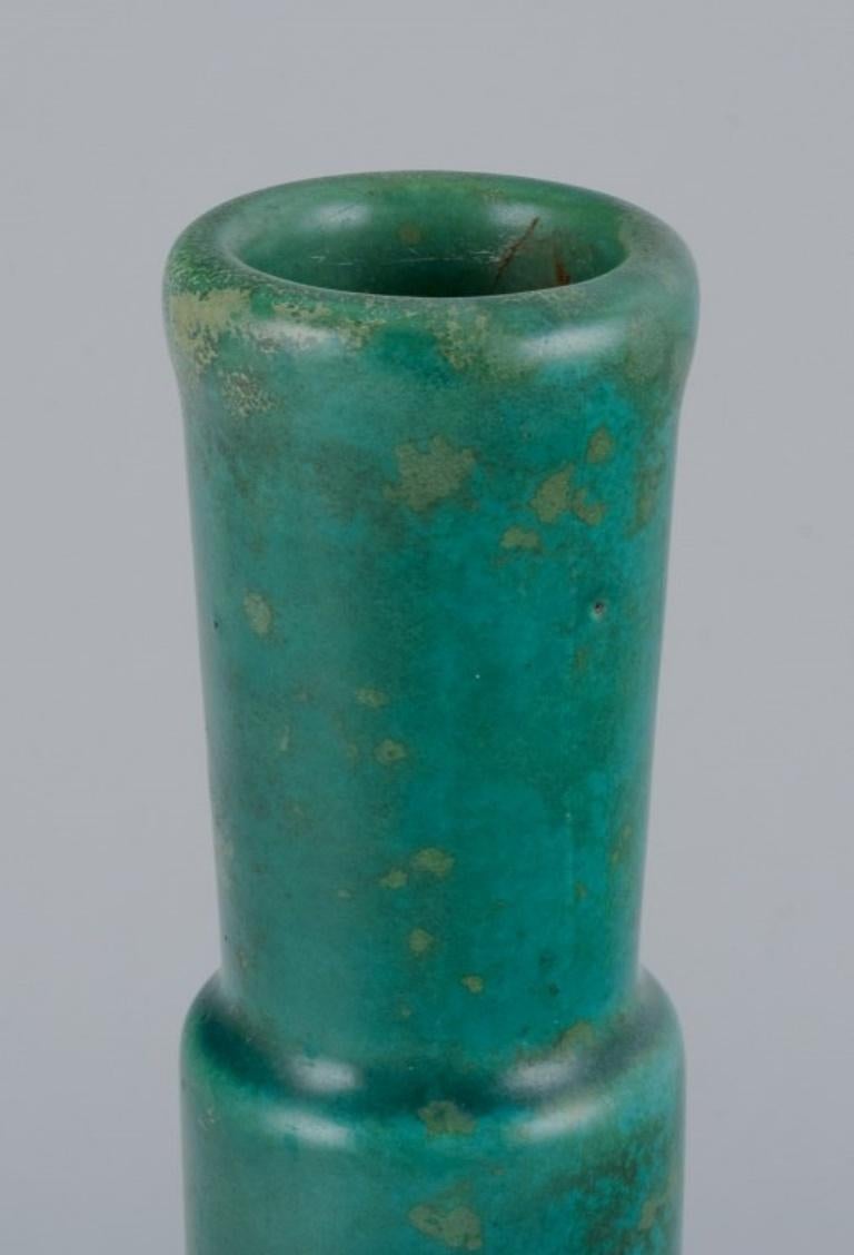 Hans Hedberg for Biot, France. Unique ceramic vase in green tones In Excellent Condition For Sale In Copenhagen, DK