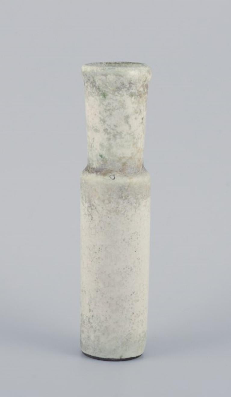 Modern Hans Hedberg for Biot, France. Unique ceramic vase in light tones For Sale