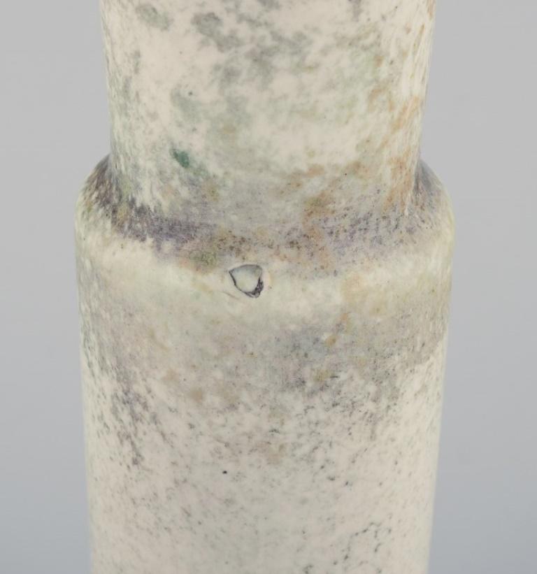 French Hans Hedberg for Biot, France. Unique ceramic vase in light tones For Sale
