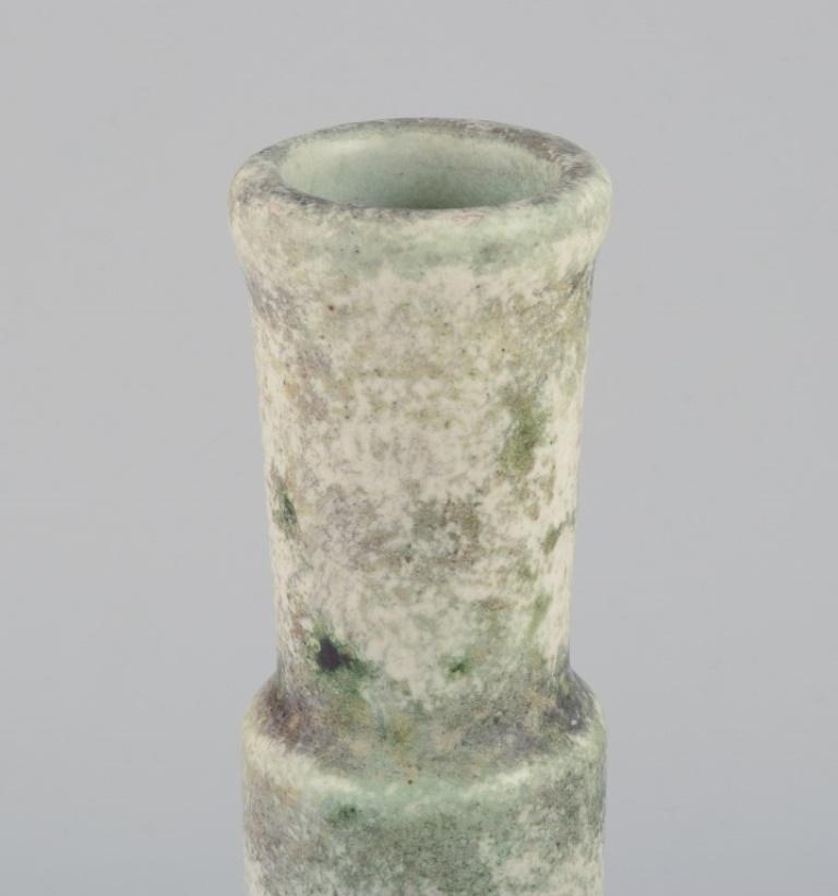 Glazed Hans Hedberg for Biot, France. Unique ceramic vase in light tones For Sale