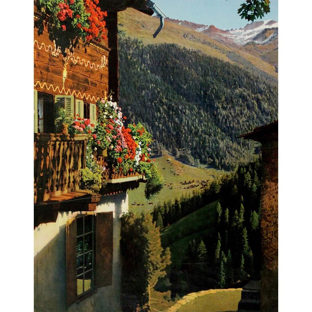 Wunderschönes Original-Reiseplakat für das Wallis - Schweiz um 1960 im Angebot 1