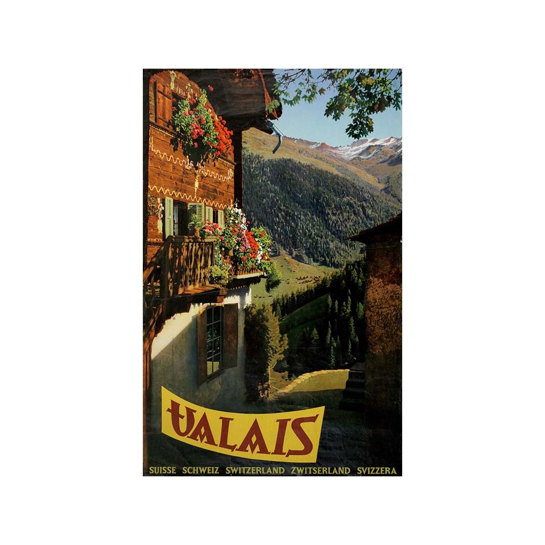 Wunderschönes Original-Reiseplakat für das Wallis - Schweiz um 1960 im Angebot 2