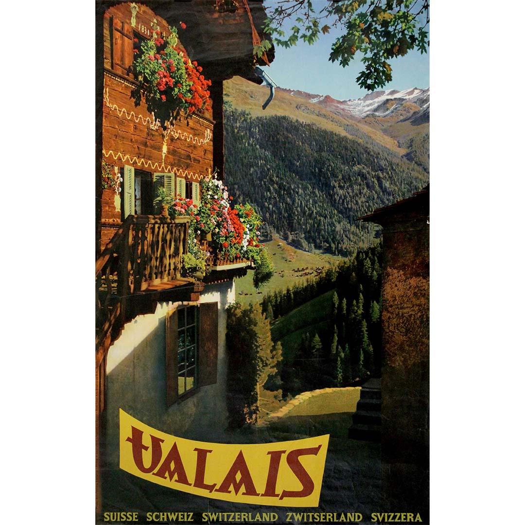 Wunderschönes Original-Reiseplakat für das Wallis - Schweiz um 1960