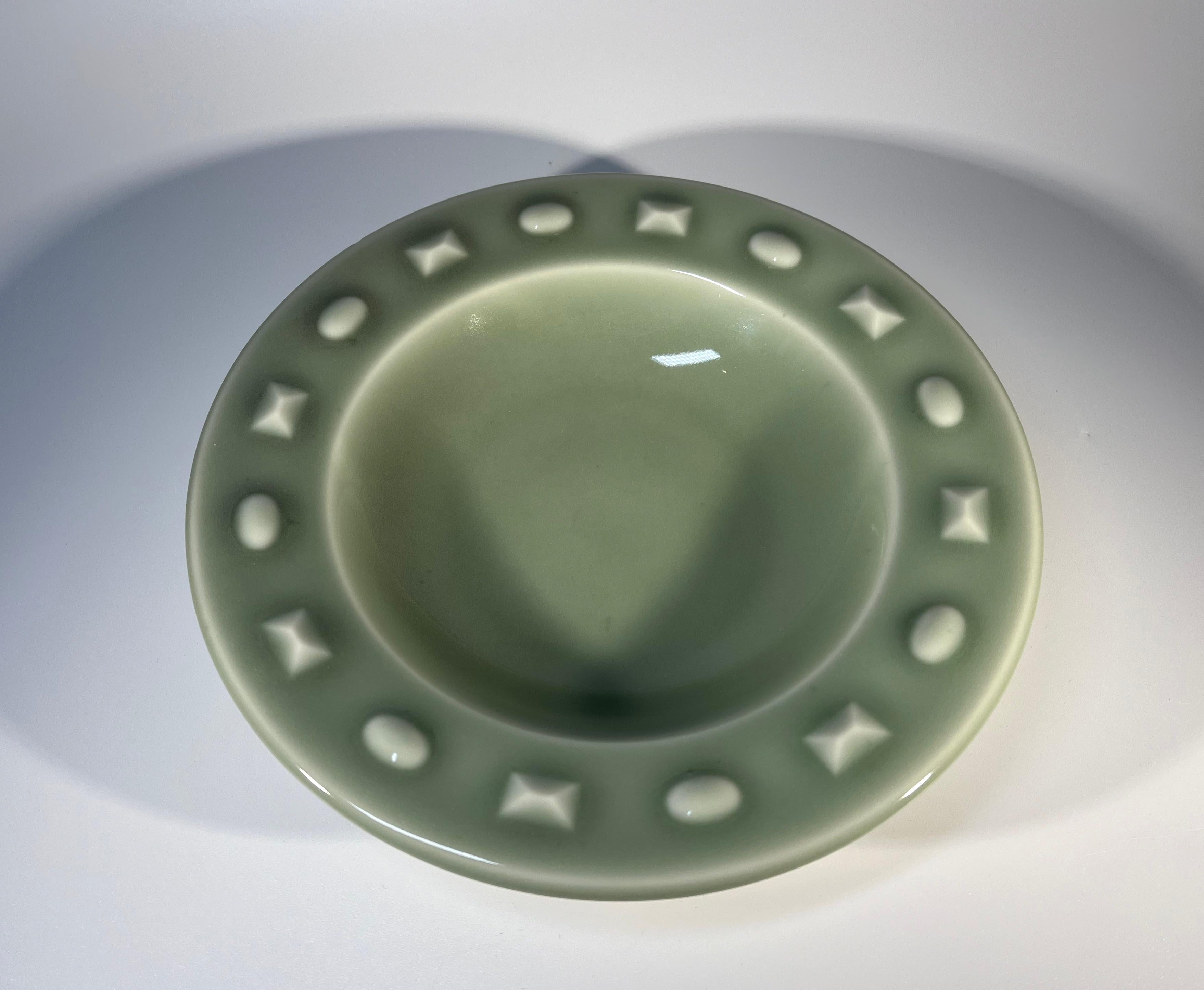 20th Century Hans Henrik Hansen For Royal Copenhagen, Celadon Glazed Shallow Dish  #4397 For Sale