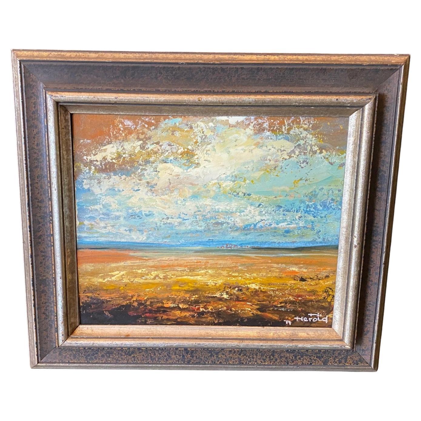 Hans Herold Signed Original Impressionistic Oil Painting of Saskatchewan Prairie