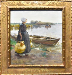 Hans Herrmann (1858-1942) Peinture à l'aquarelle c1900 Ecole hollandaise