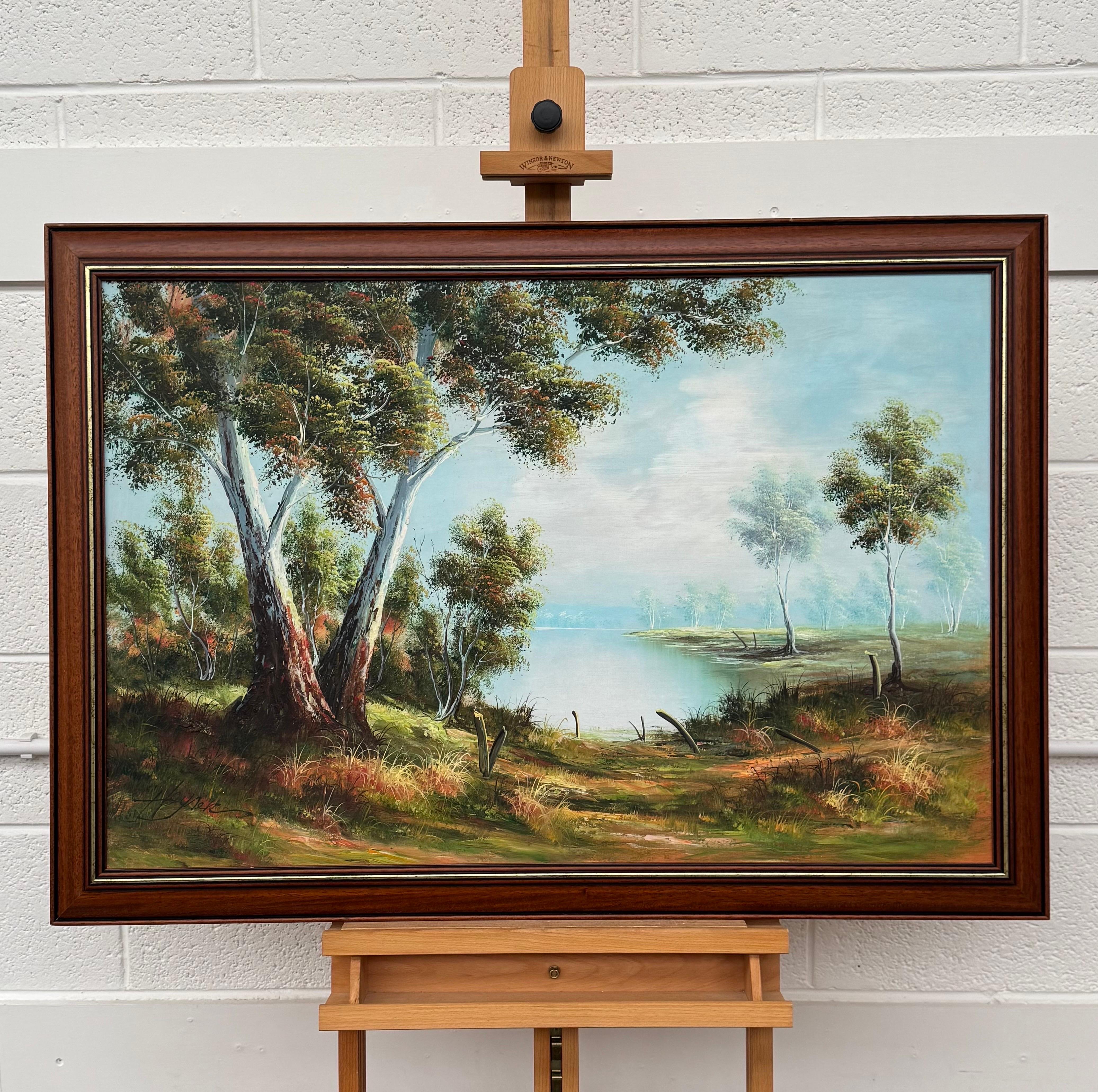 Tranquillo paesaggio australiano con alberi di eucalipto - Vintage 20th Century Art - Painting Realismo di Hans Heysen