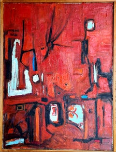 Mid Century Abstract Expressionist Oil on Canvas, 'Creation in Form and Colour'