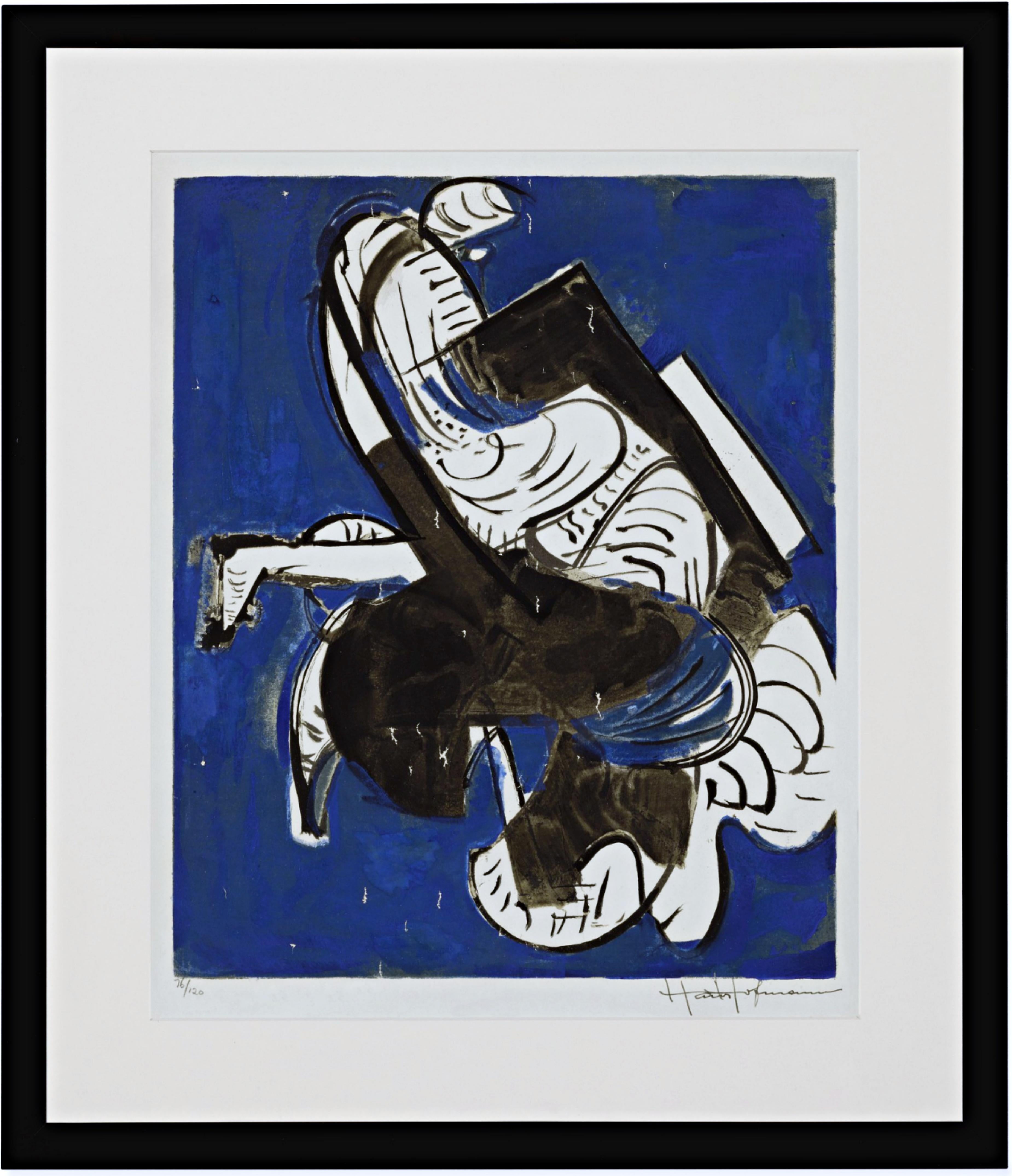 Komposition in Blau ( Abstrakter Expressionismus des mittleren Jahrhunderts, signiert/N, einzigartig, Unikat  – Print von Hans Hofmann