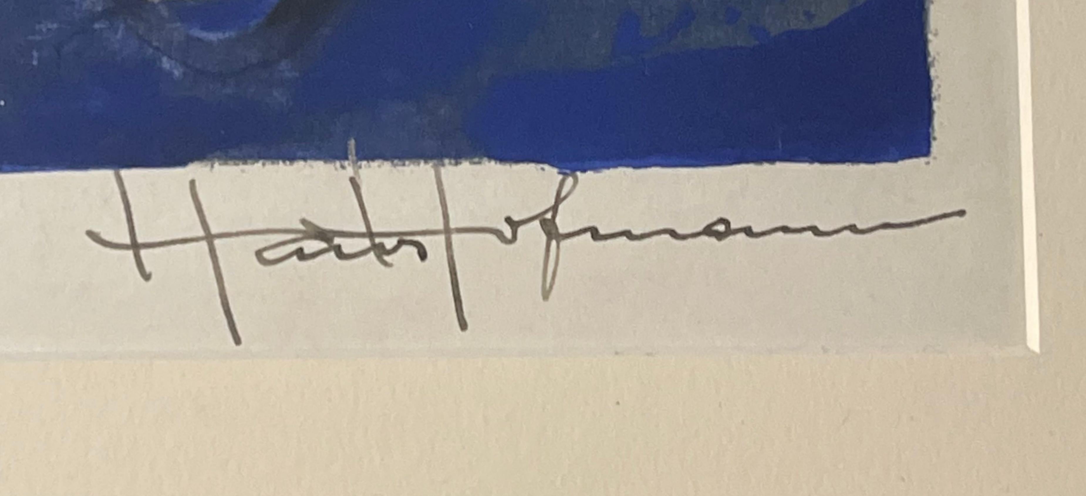 Hans Hofmann
Komposition in Blau, 1952
Farbserigrafie mit einzigartigen handgemalten Gouache-Zusätzen
Handsigniert und nummeriert 76/120 auf der Vorderseite in Tinte
(jedes Beispiel ist eine einzigartige Variante mit Handbemalung) 
Herausgegeben von