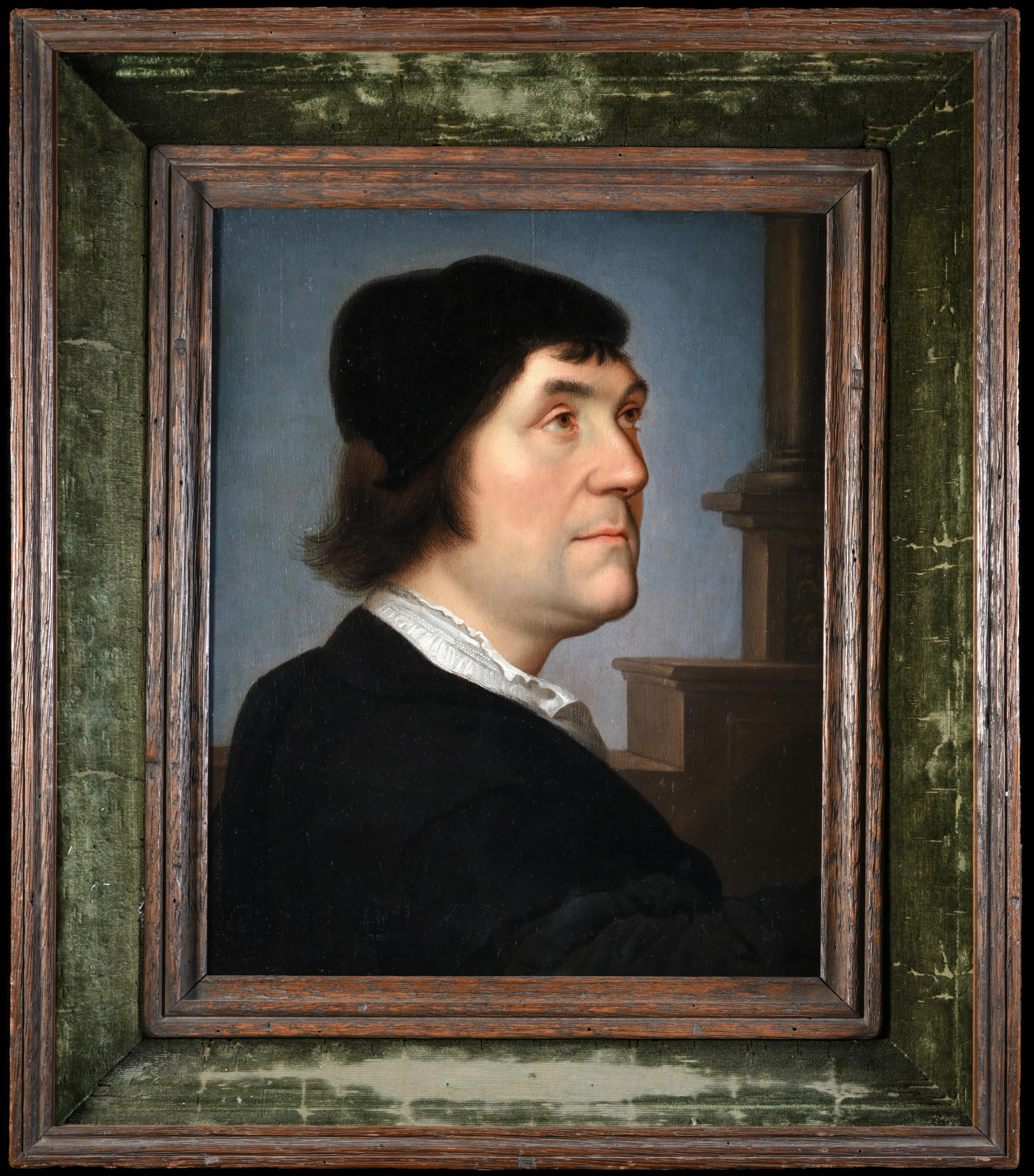 A portrait of courtier and politician John Poyntz, after Hans Holbein, circa 1644 - 1674. This painting is based on a drawing by Hans Holbein, part of the drawings collection of the Windsor castle. A dendrochronological consultancy report was